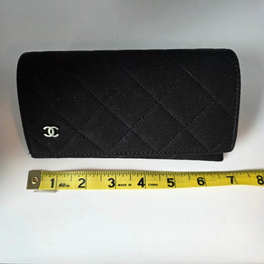 Chanel Black Quilted Fabric Eyewear Case with Box and Cleaning Cloth CC Logo